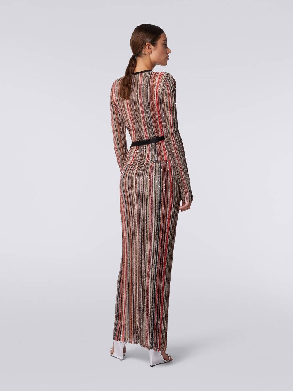 Missoni Gonna lunga plissée a righe verticali con paillettes Presa