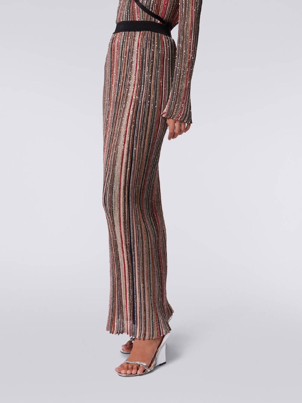 Missoni Gonna lunga plissée a righe verticali con paillettes Presa
