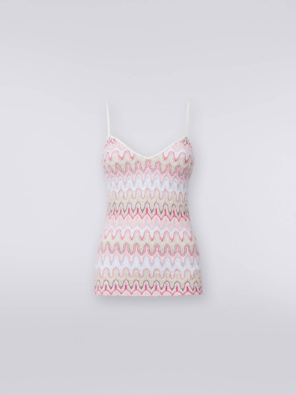Missoni Top con scollatura a V e spalline in misto viscosa a onde effetto pizzo Offerta