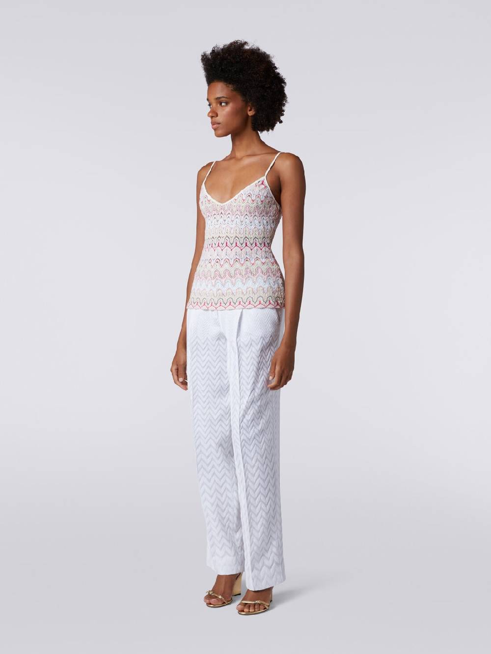 Missoni Top con scollatura a V e spalline in misto viscosa a onde effetto pizzo Offerta