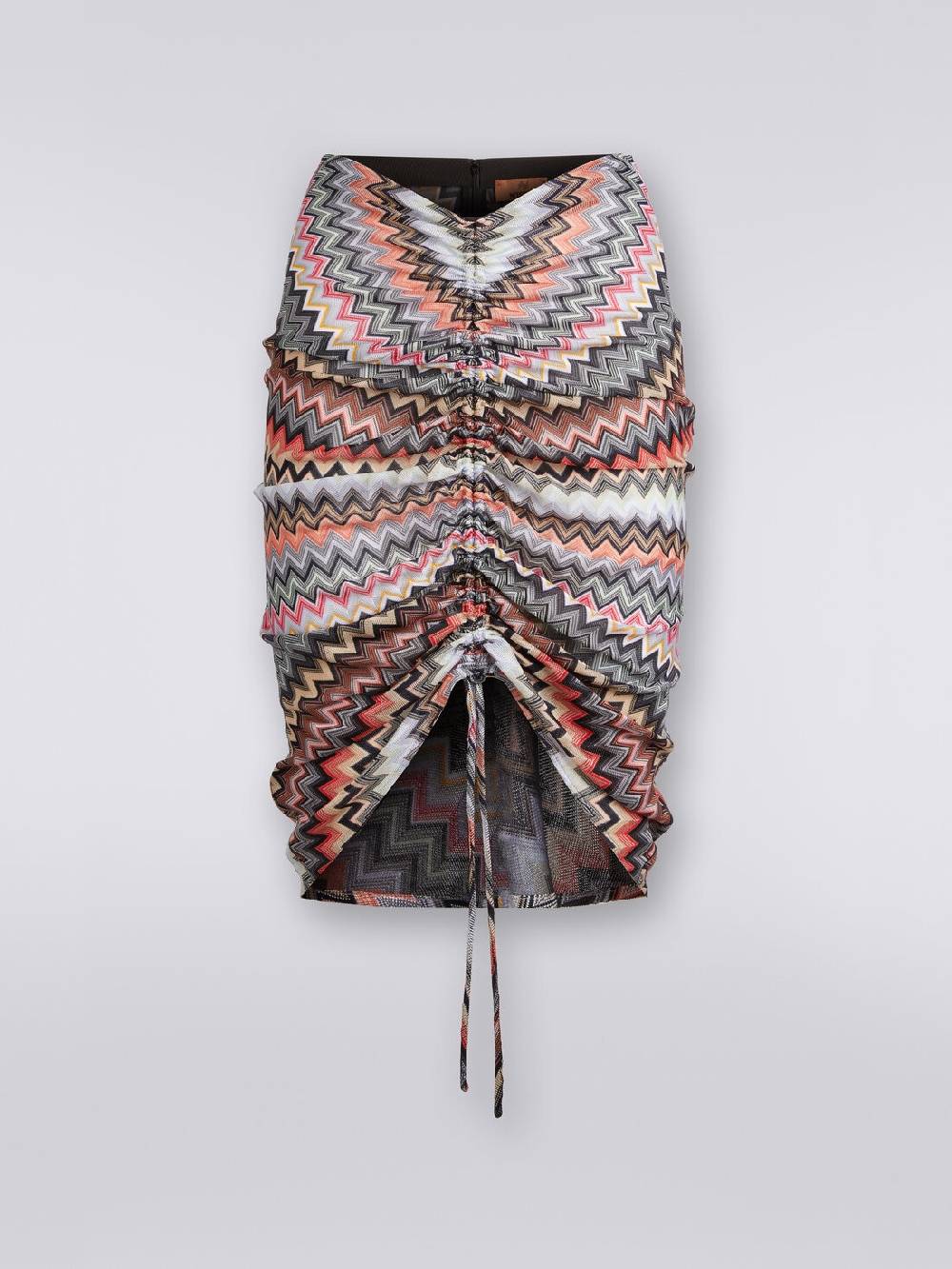Missoni Gonna midi in cotone e viscosa zig zag con arricciatura In Vendita