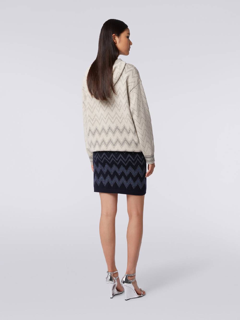Missoni Minigonna in lana e viscosa zig zag con lurex Vendita Calda