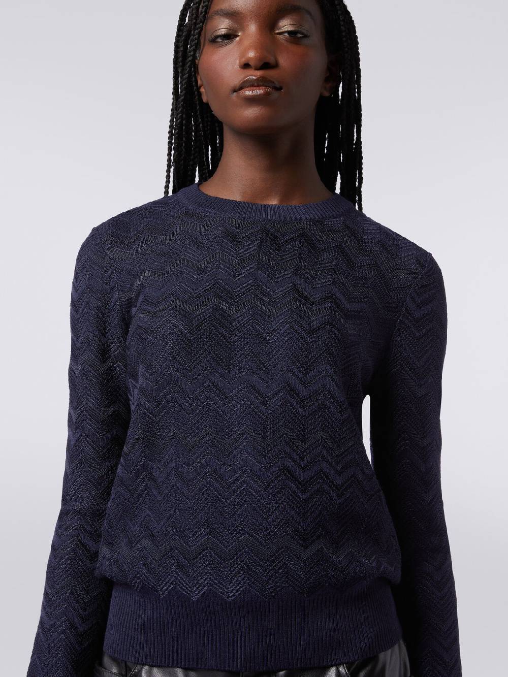 Missoni Pullover girocollo in viscosa e lana chevron Vendita Economica