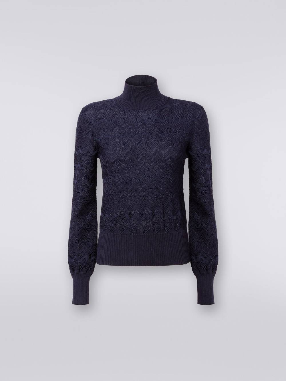 Missoni Pullover a collo alto in viscosa e lana chevron Saldi Di Fabbrica