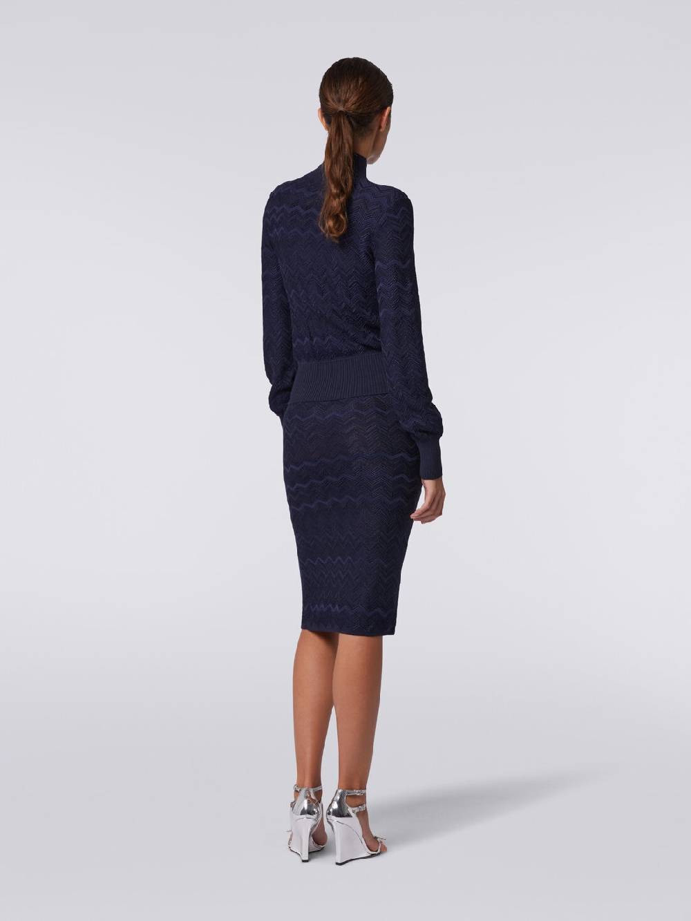 Missoni Pullover a collo alto in viscosa e lana chevron Saldi Di Fabbrica