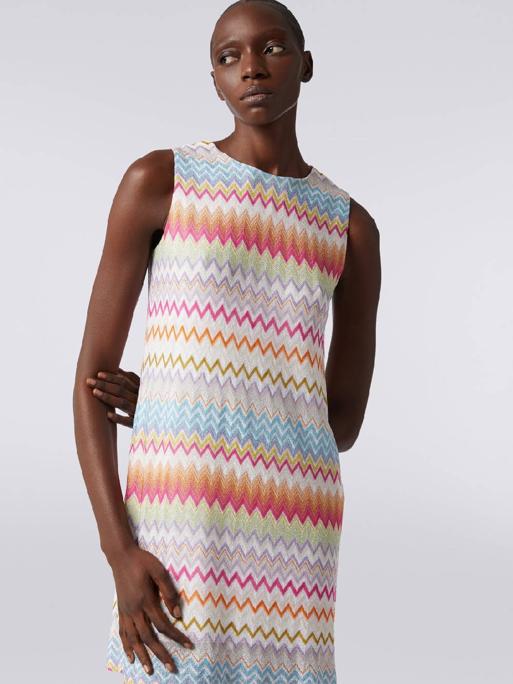 Missoni Abito a sacchetto in viscosa zig zag con lurex Nuova