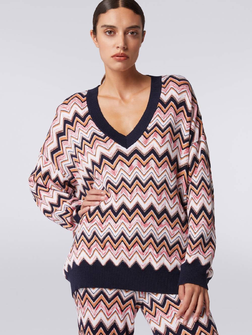 Missoni Maglia oversize zig zag con profili a contrasto Qualità Garantita