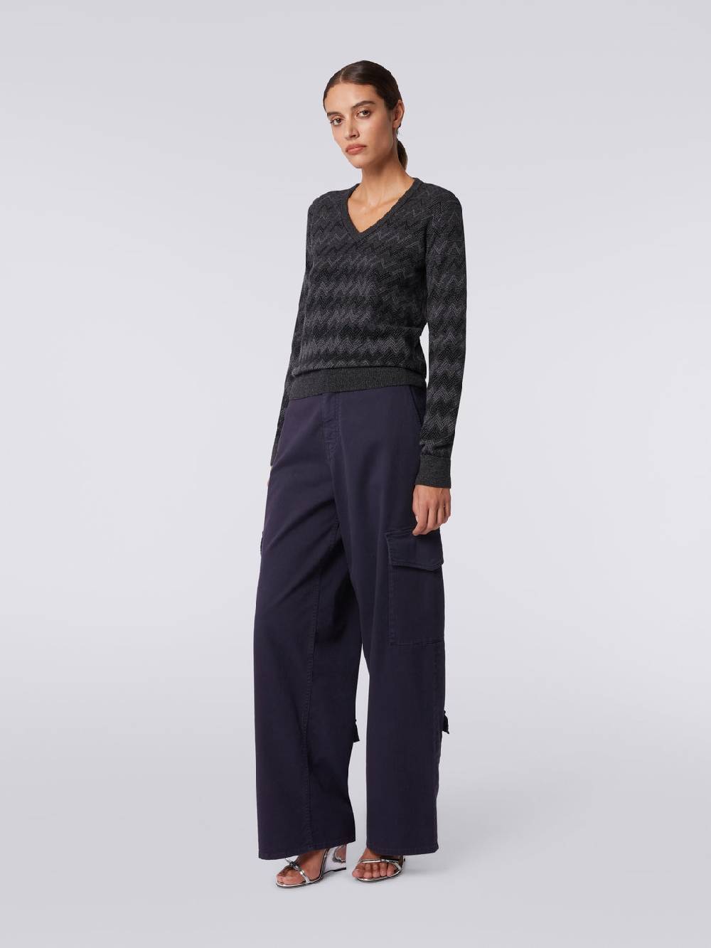 Missoni Pullover con scollo a V in cachemire con zig zag 2025
