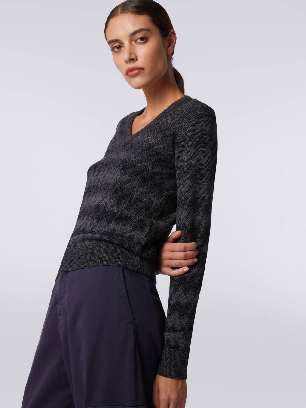 Missoni Pullover con scollo a V in cachemire con zig zag 2025