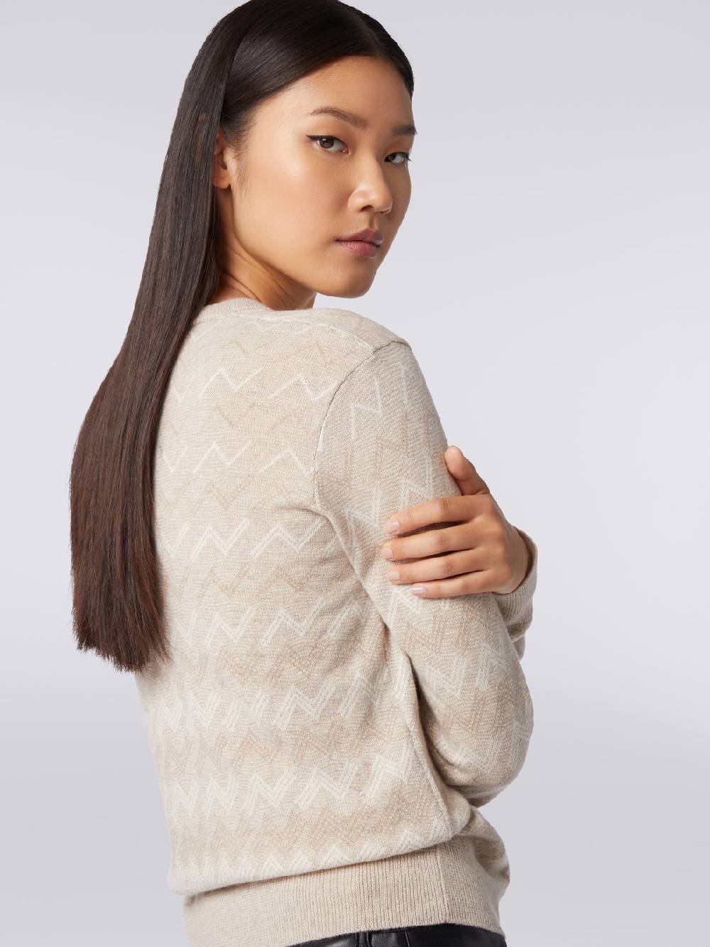Missoni Pullover con scollo a V in cachemire con zig zag Nuovo