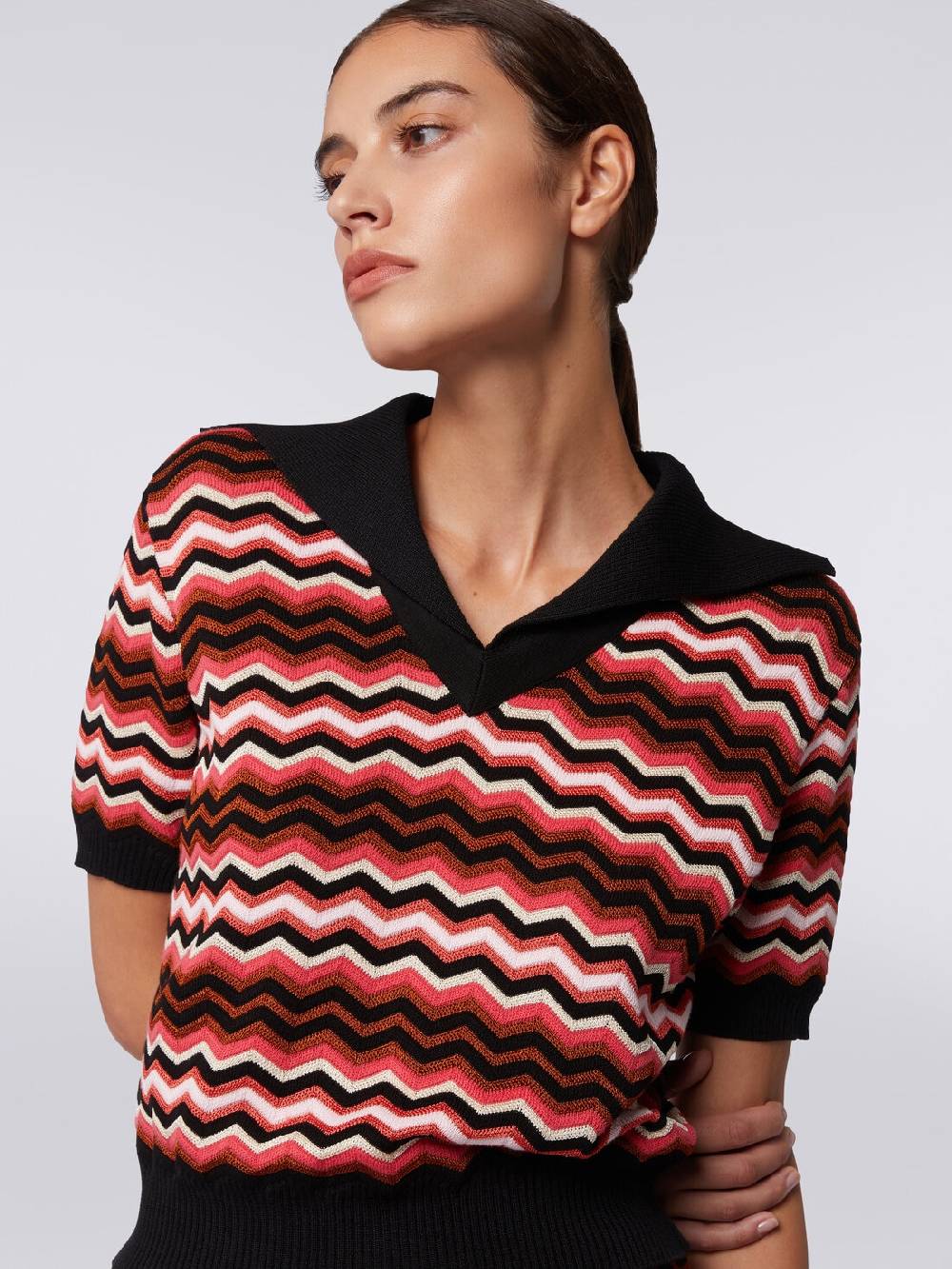 Missoni Maglia a maniche corte chevron con profili a contrasto Vendita