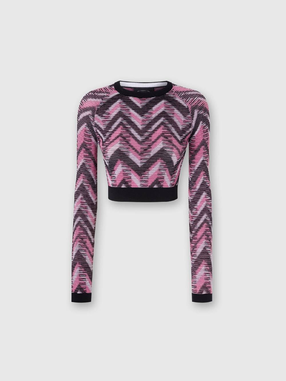 Missoni Crop top a maniche lunghe in maglia chevron con logo Promozione