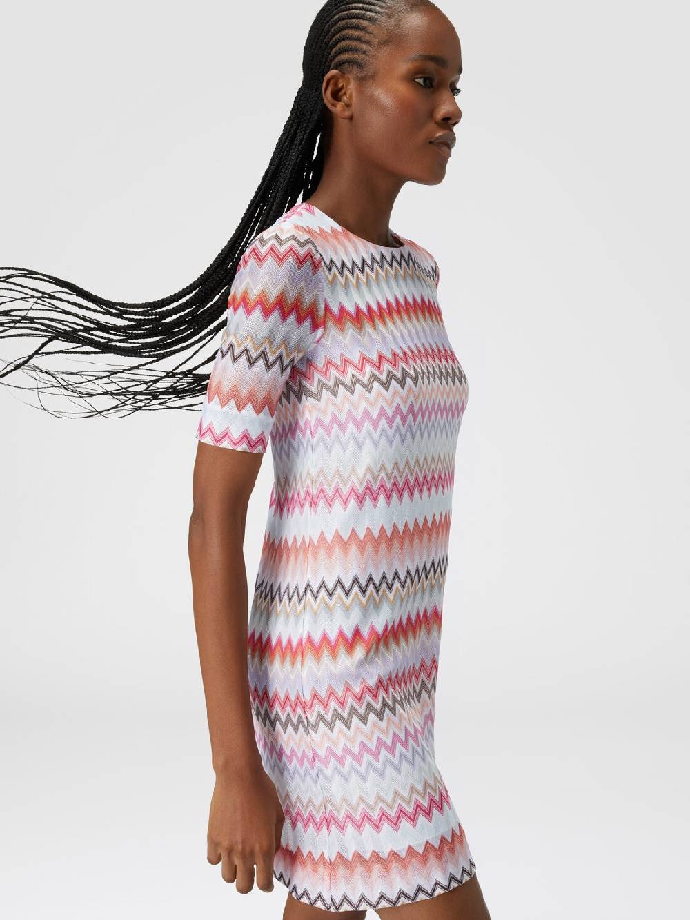Missoni Abito a maniche corte in cotone e viscosa zig zag Pezzi Unici