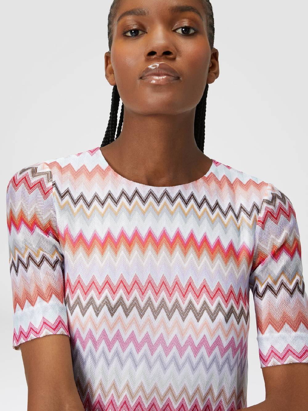 Missoni Abito a maniche corte in cotone e viscosa zig zag Pezzi Unici