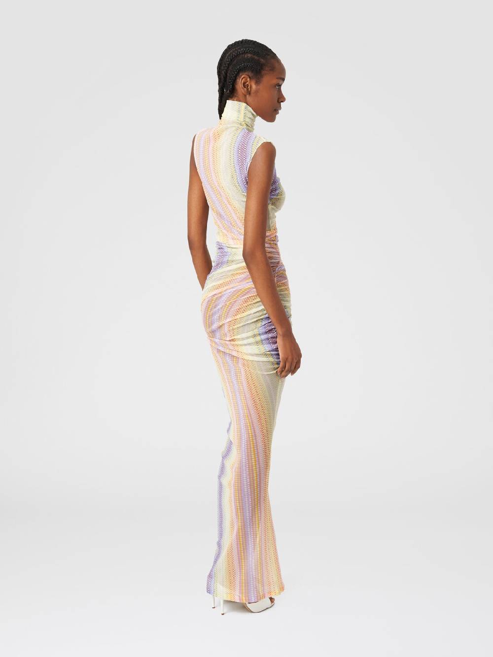 Missoni Abito lungo a collo alto in tulle con arricciature laterali Negozi Online