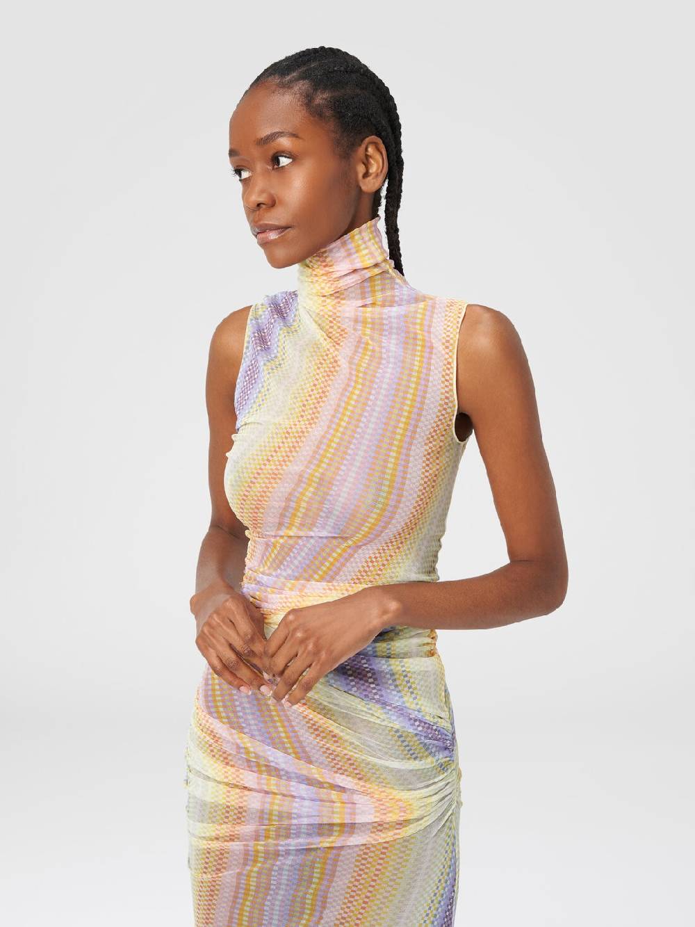Missoni Abito lungo a collo alto in tulle con arricciature laterali Negozi Online