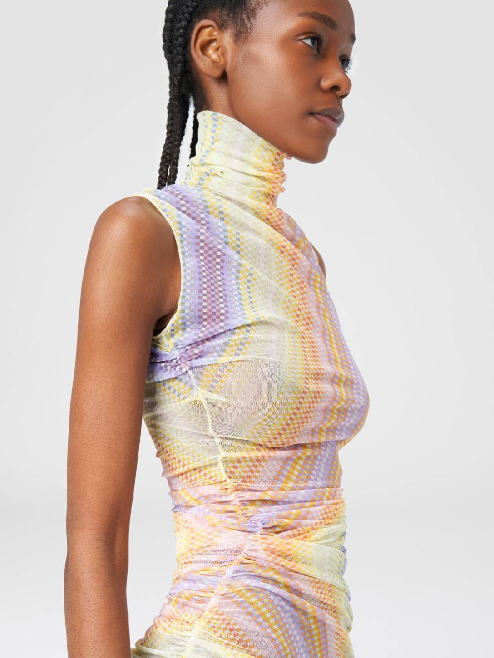 Missoni Abito lungo a collo alto in tulle con arricciature laterali Negozi Online