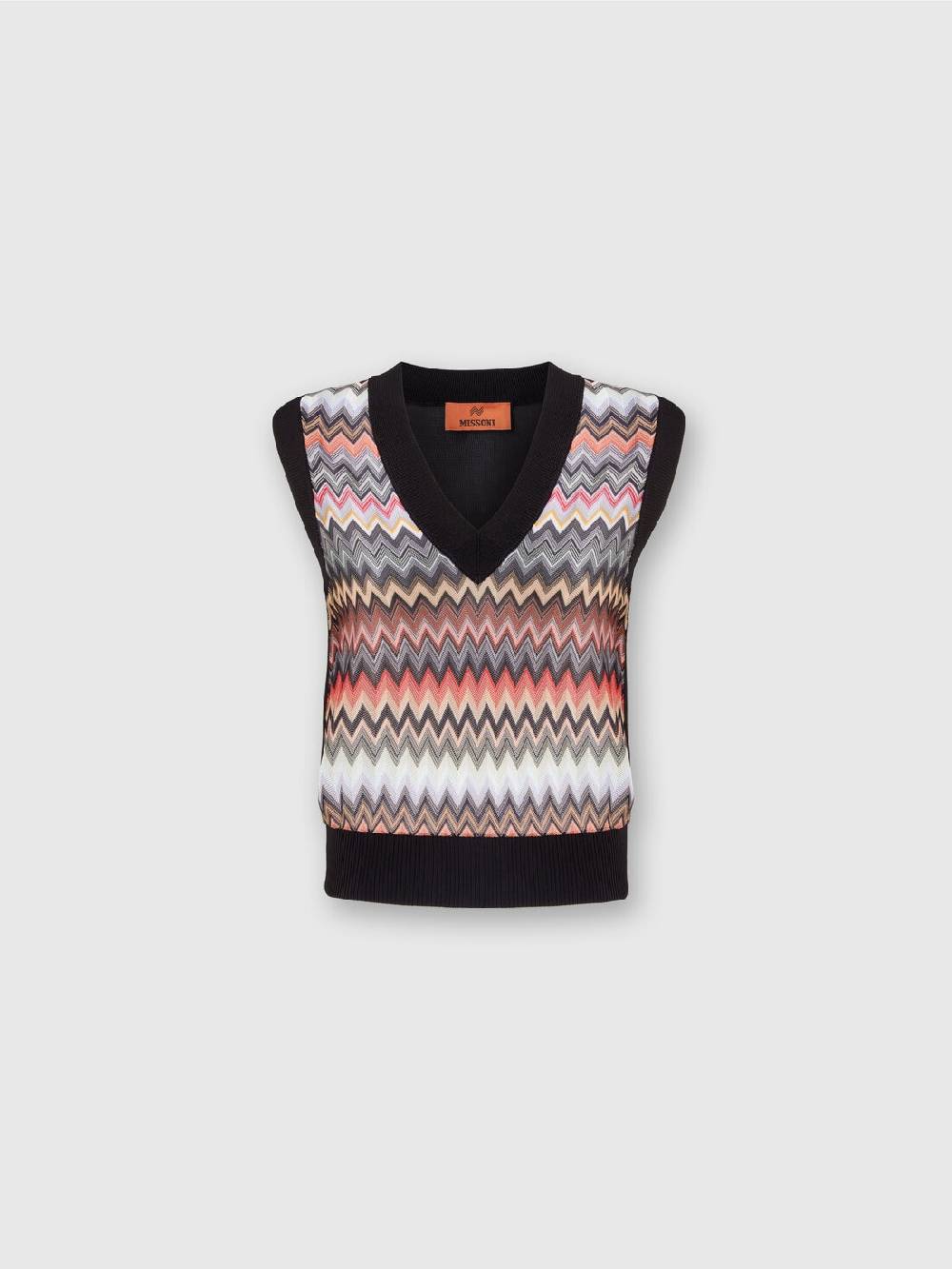Missoni Gilet in maglia di viscosa zig zag con profili a contrasto Online