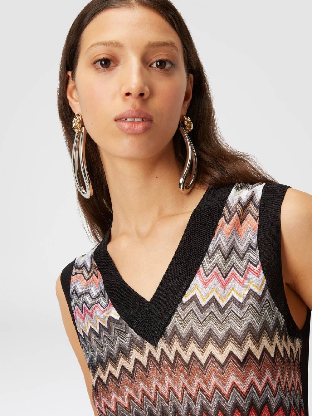 Missoni Gilet in maglia di viscosa zig zag con profili a contrasto Online