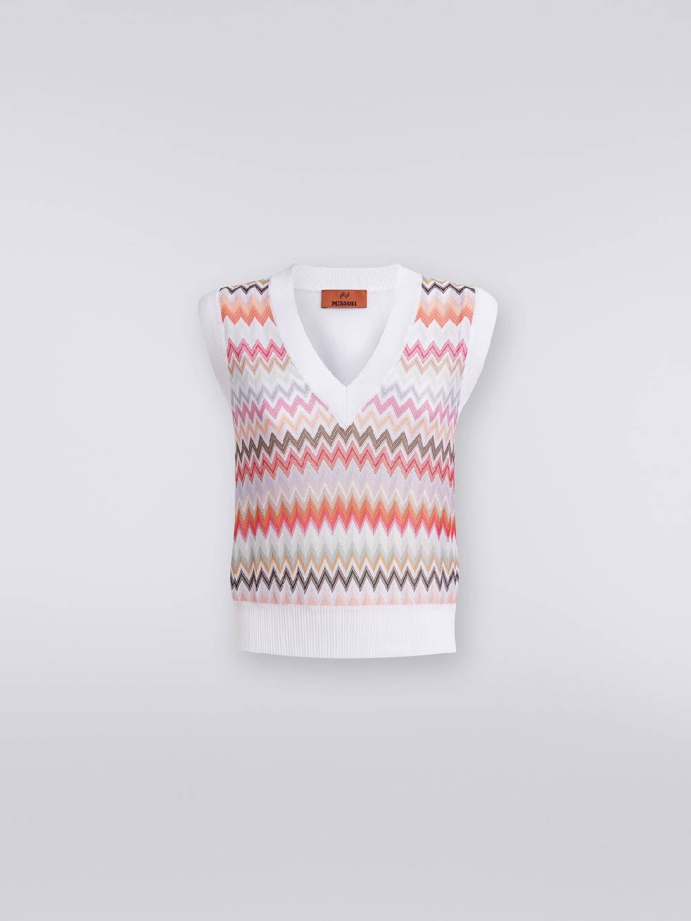 Missoni Gilet in maglia di viscosa zig zag con profili a contrasto Prezzo Ridotto