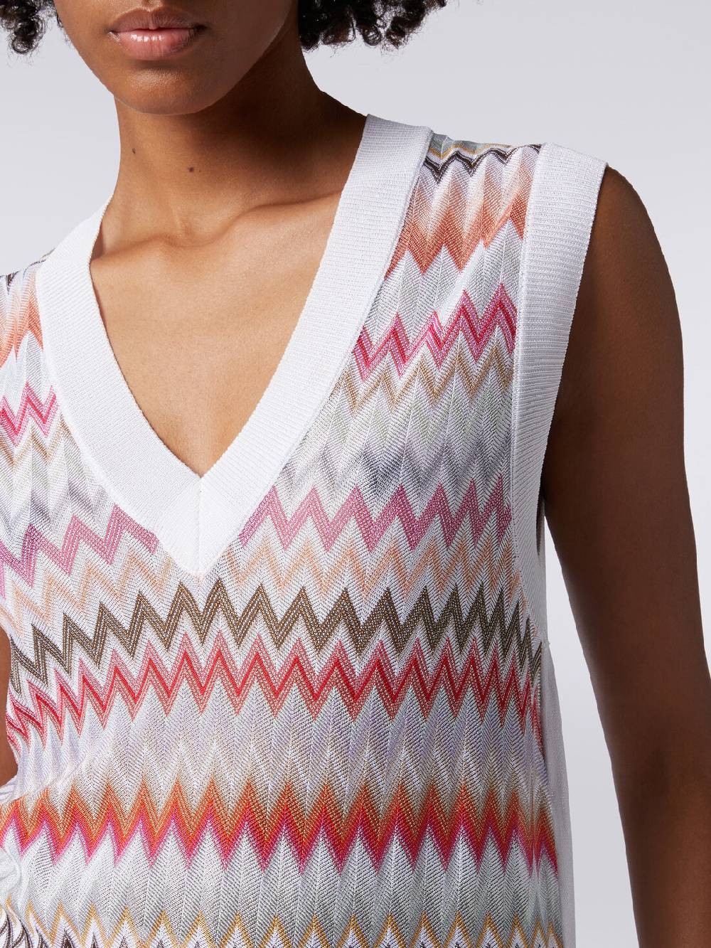 Missoni Gilet in maglia di viscosa zig zag con profili a contrasto Prezzo Ridotto
