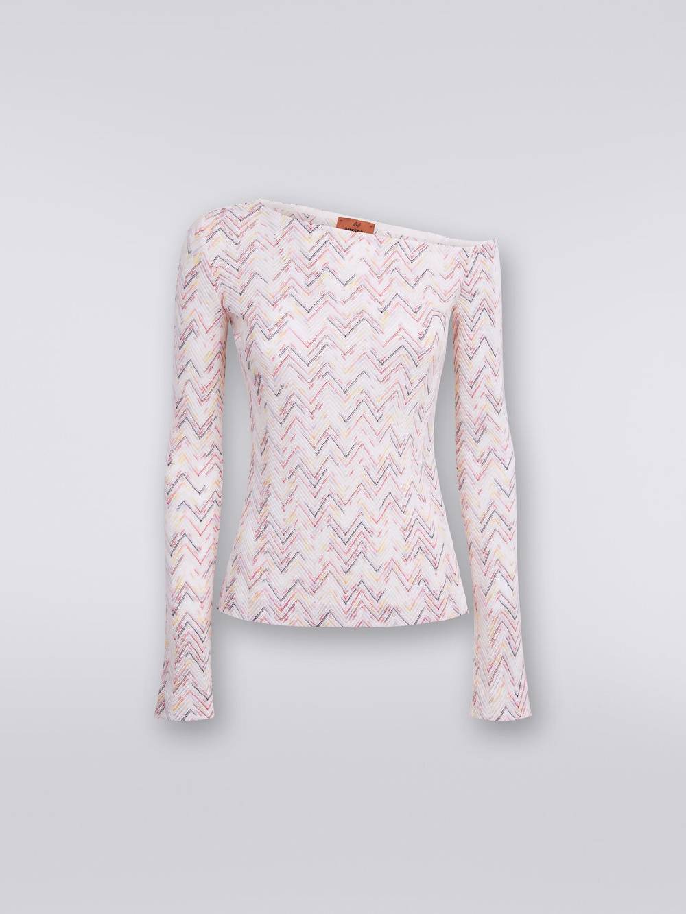 Missoni Pullover in lana e viscosa chevron con scollatura asimmetrica Sottocosto