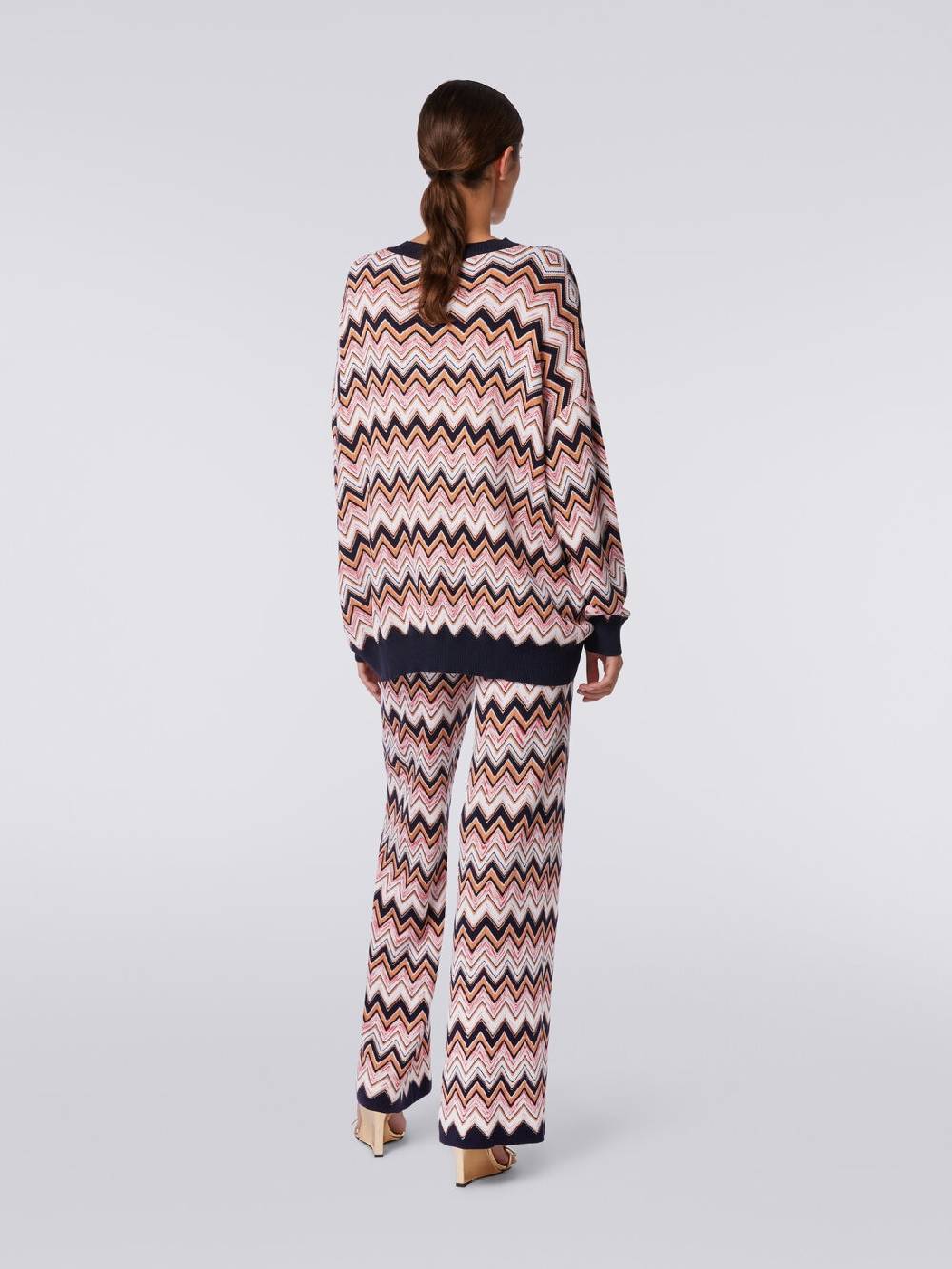 Missoni Pantaloni a palazzo in lana e viscosa chevron Convenienza