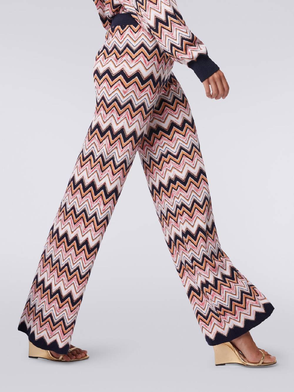 Missoni Pantaloni a palazzo in lana e viscosa chevron Convenienza