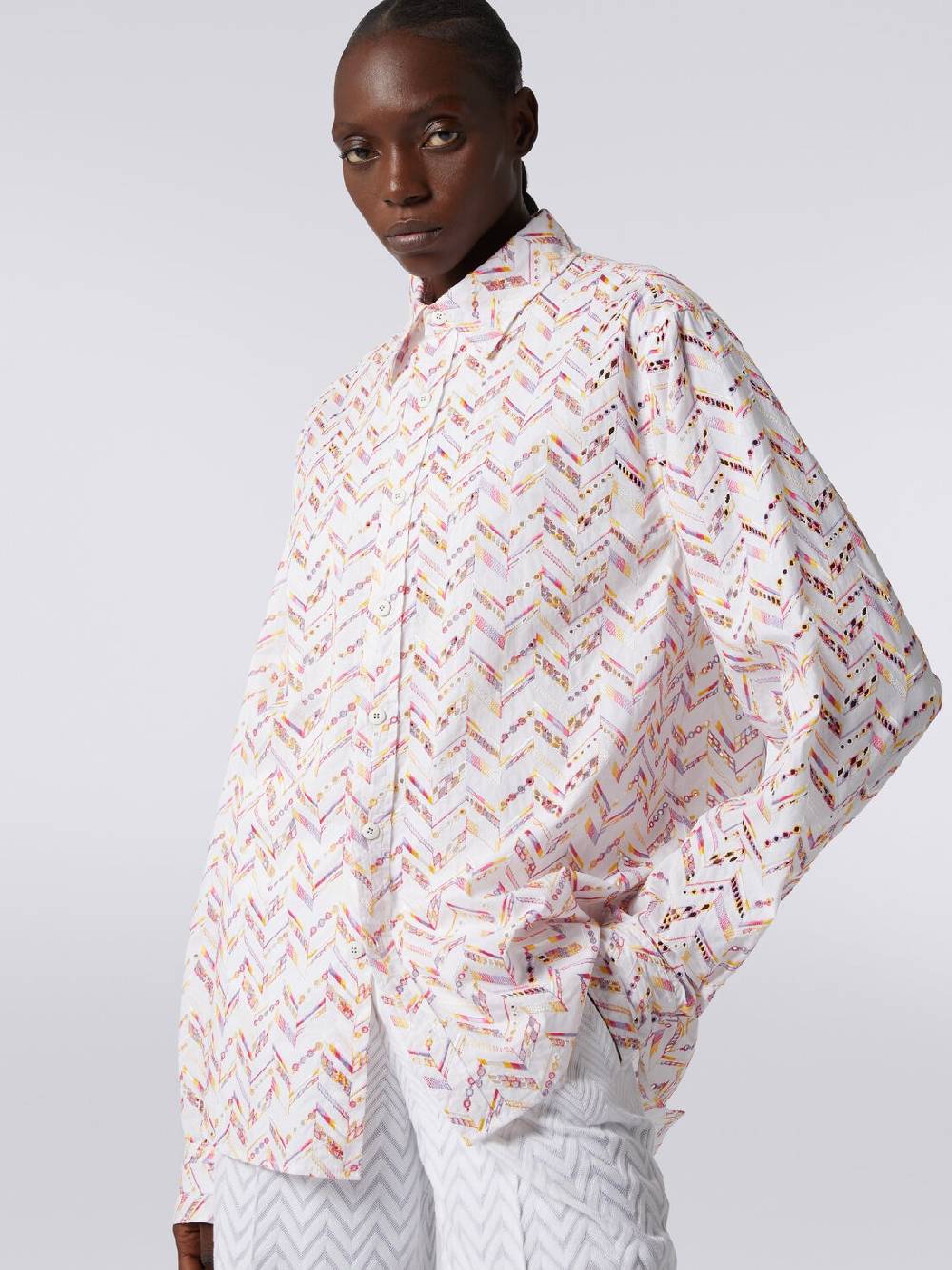 Missoni Camicia in popeline di cotone con pizzo sangallo Presa