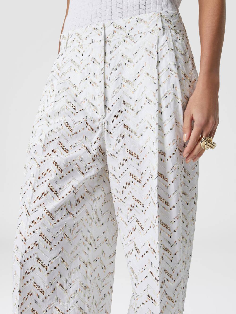 Missoni Pantaloni in popeline di cotone con pizzo sangallo Offerta