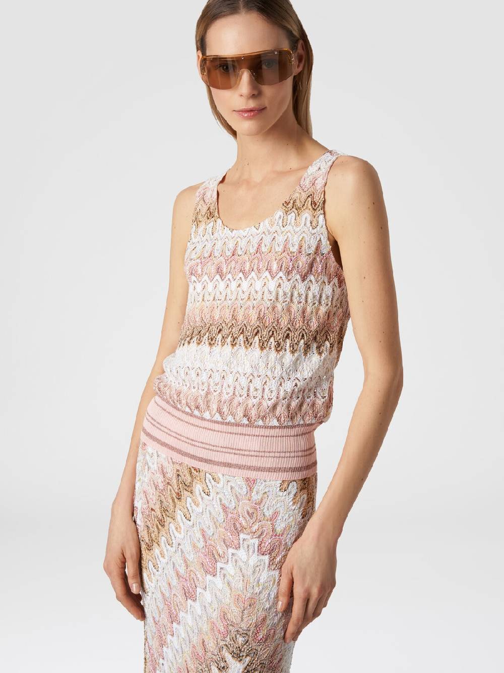 Missoni Canottiera in misto viscosa lamé con motivo a onde Economico