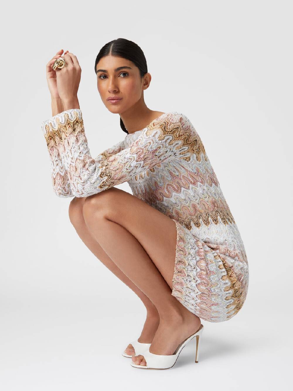 Missoni Mini-abito a maniche lunghe in misto viscosa motivo a onde Outlet