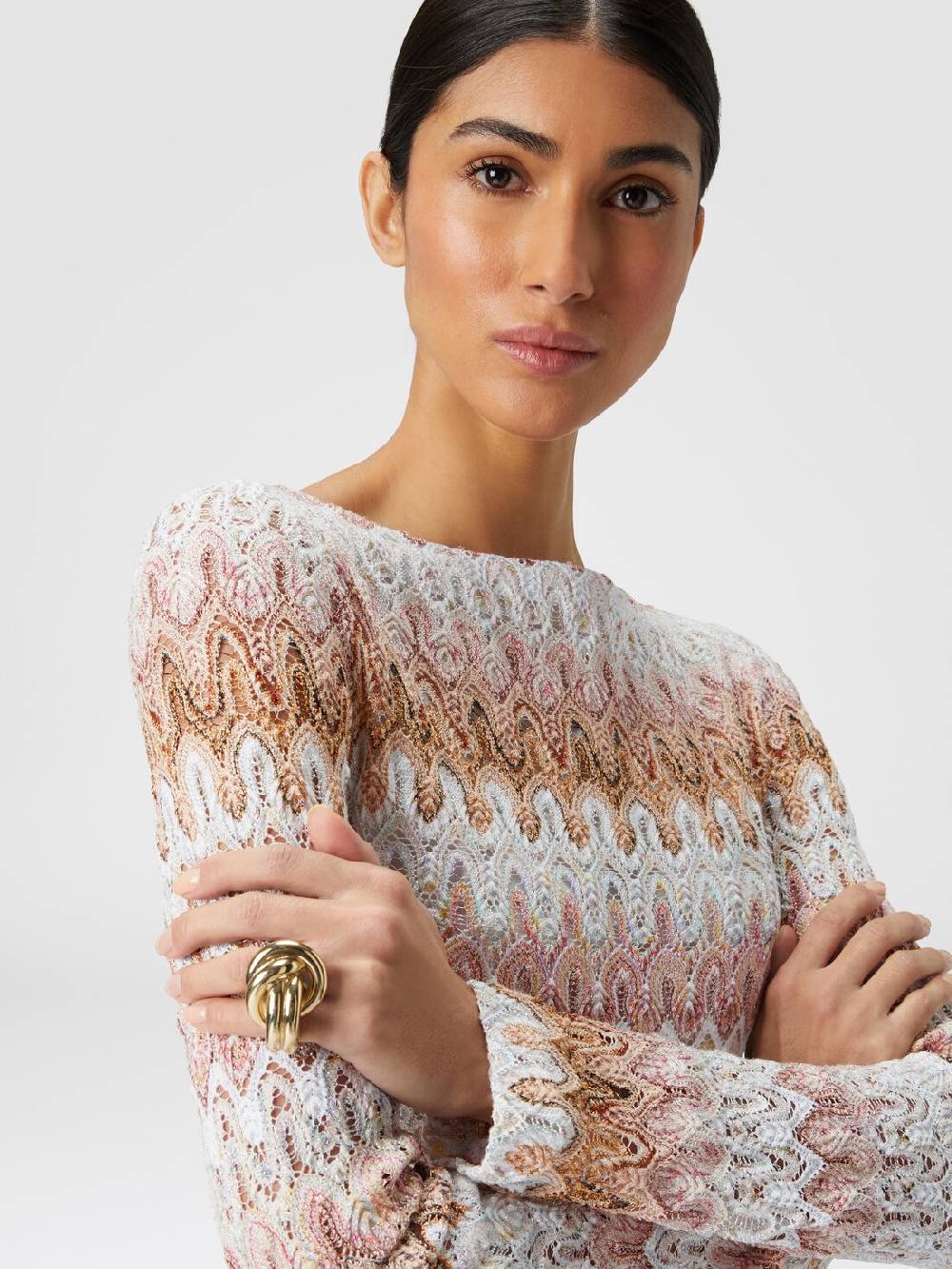 Missoni Mini-abito a maniche lunghe in misto viscosa motivo a onde Outlet