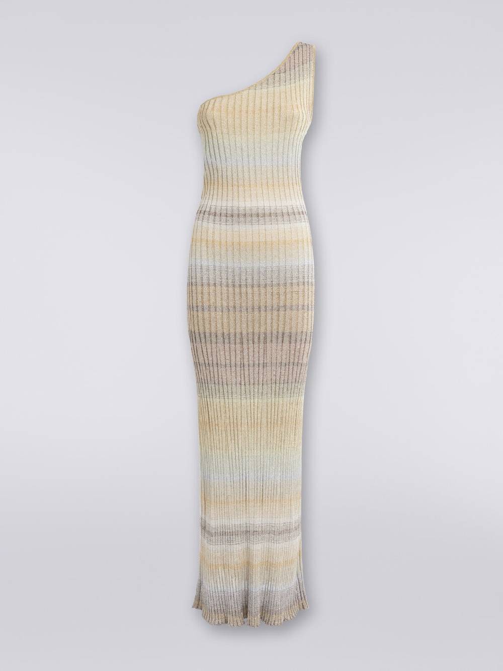 Missoni Abito lungo monospalla a costine con lurex In Vendita