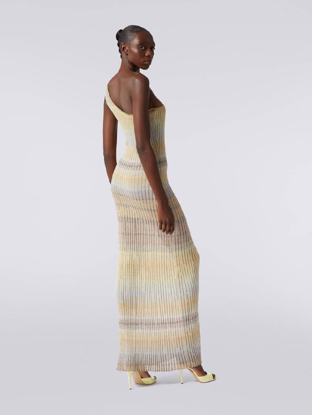 Missoni Abito lungo monospalla a costine con lurex In Vendita