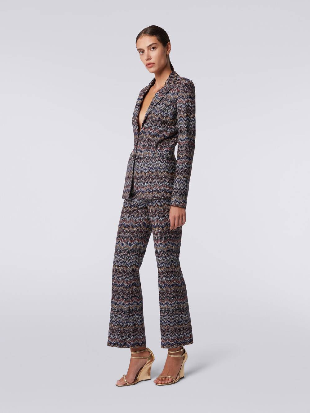 Missoni Pantaloni cropped in misto viscosa lamé zig zag Saldi Di Fabbrica