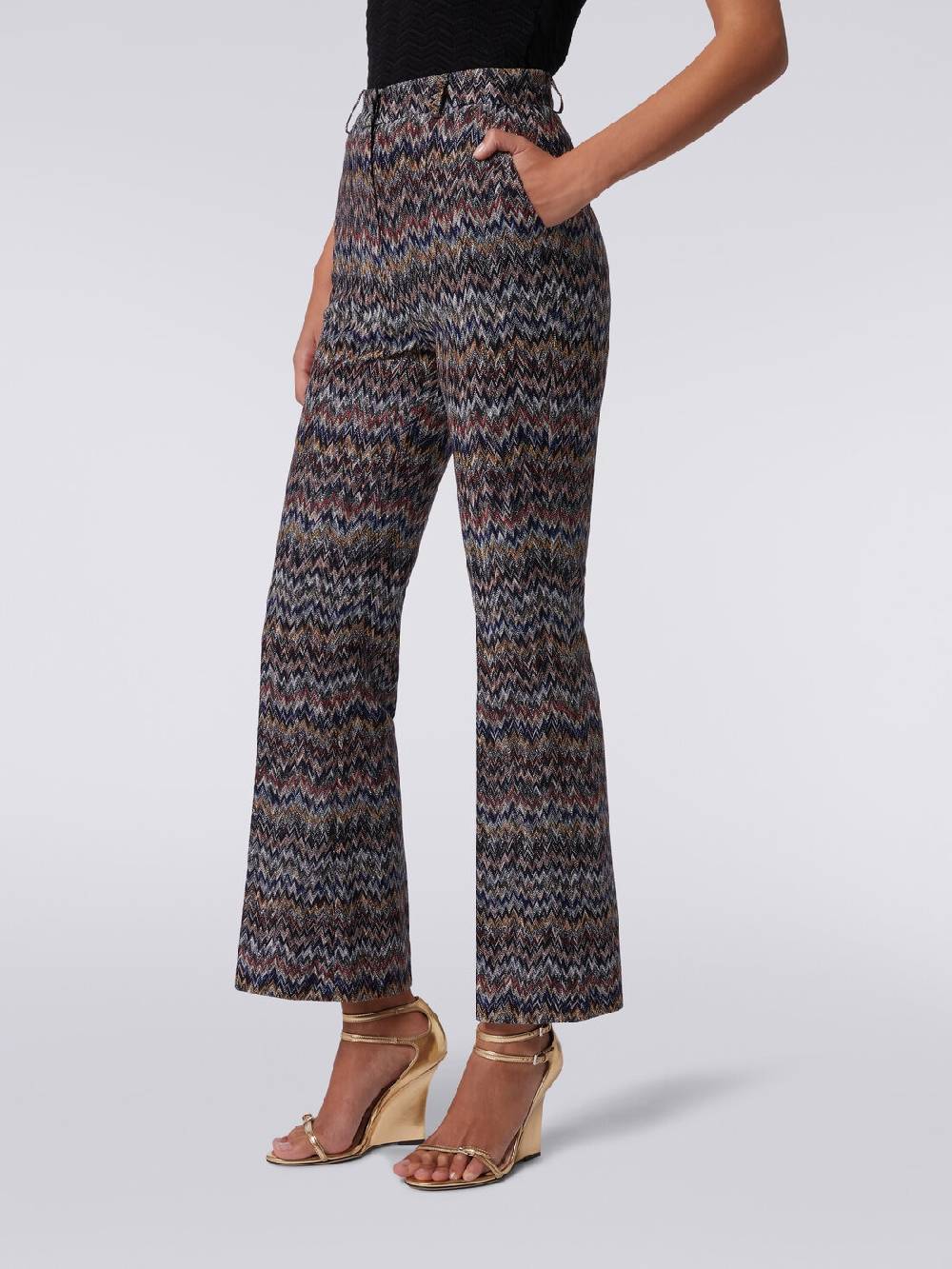 Missoni Pantaloni cropped in misto viscosa lamé zig zag Saldi Di Fabbrica