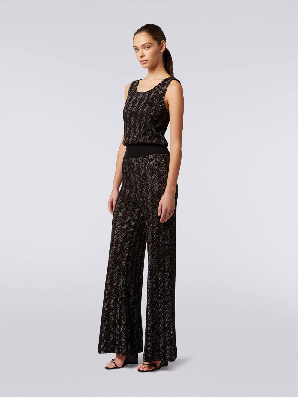 Missoni Pantaloni a palazzo in lana e viscosa zig zag Nuova