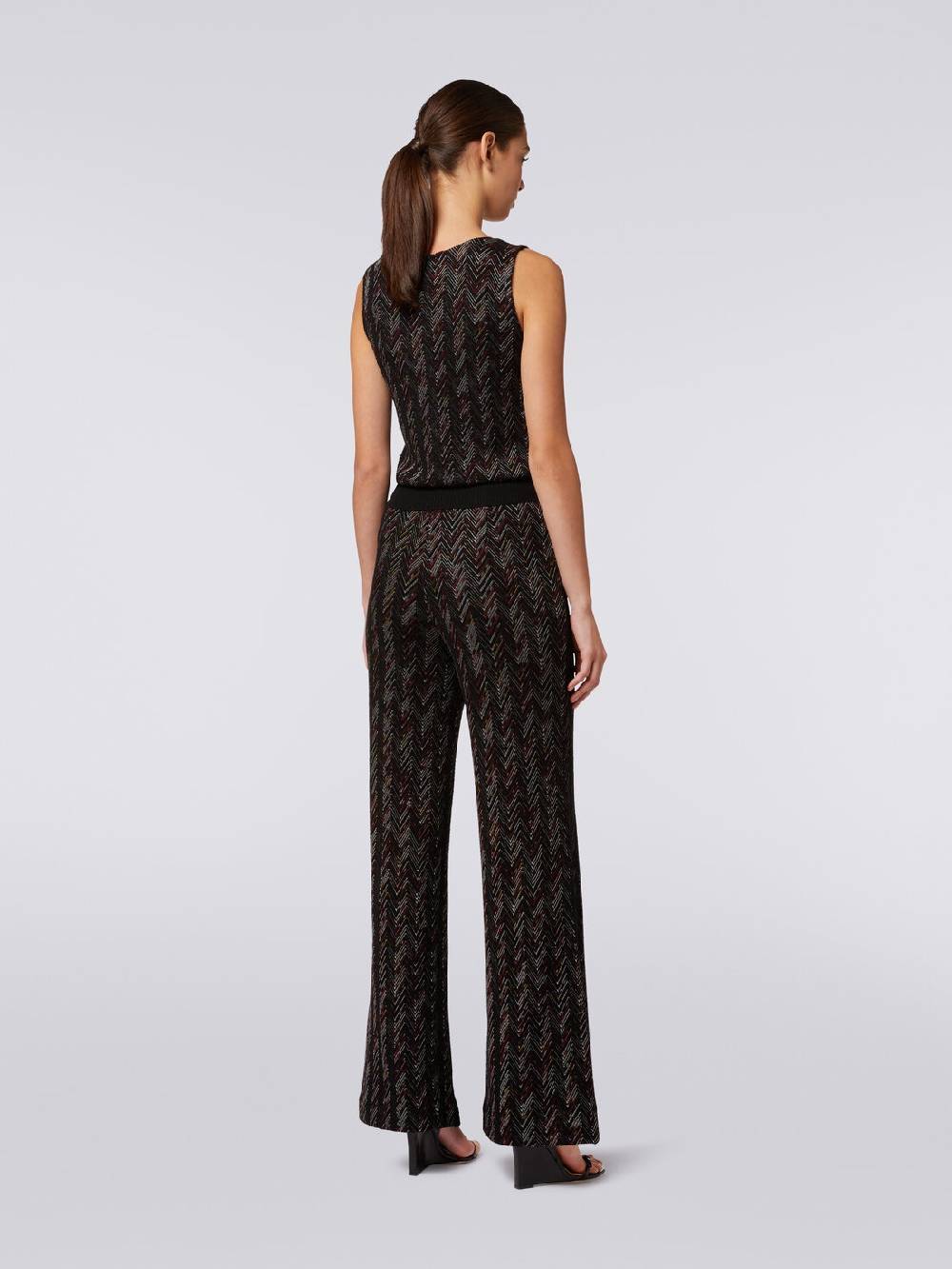 Missoni Pantaloni a palazzo in lana e viscosa zig zag Nuova