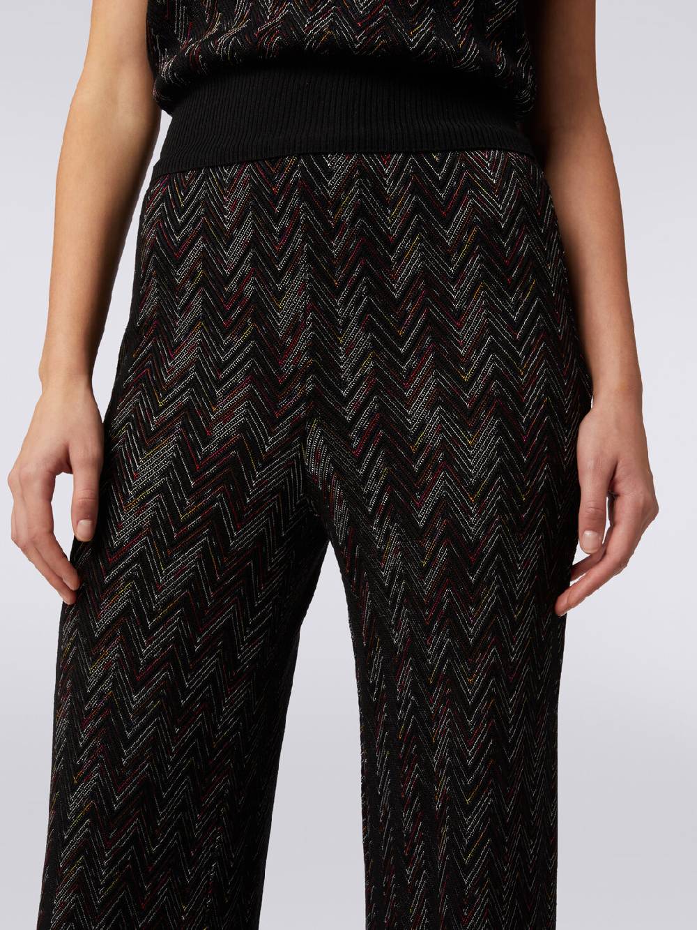 Missoni Pantaloni a palazzo in lana e viscosa zig zag Nuova
