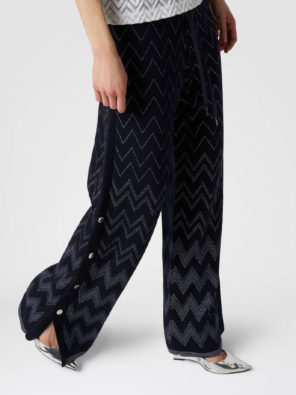 Missoni Joggers in lana e viscosa zig zag con lurex Vendita