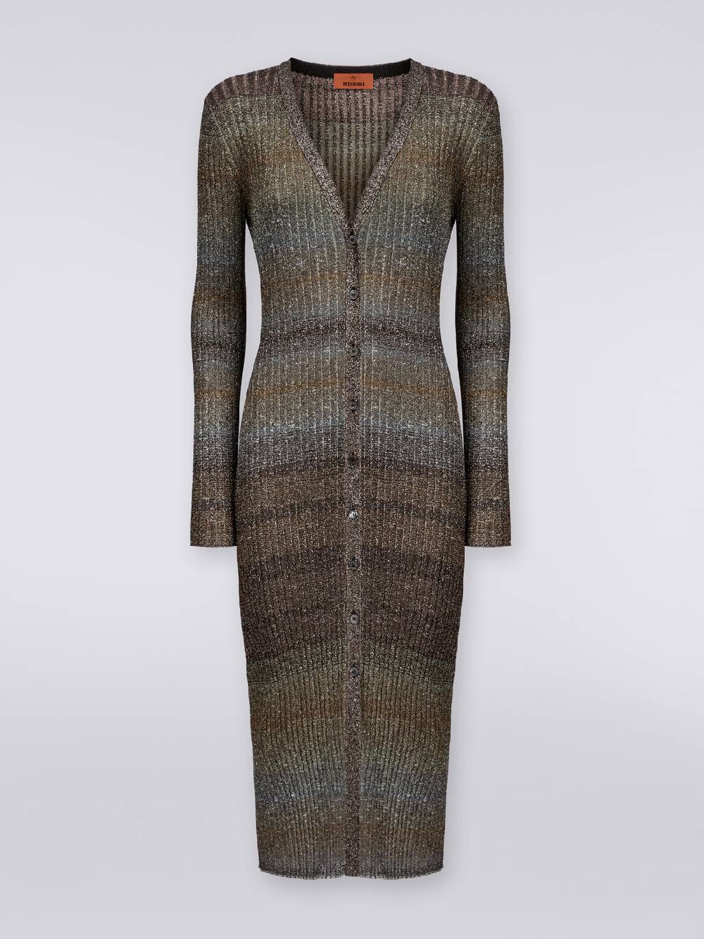 Missoni Cardigan lungo in viscosa a costine con lurex Promozione Limitata