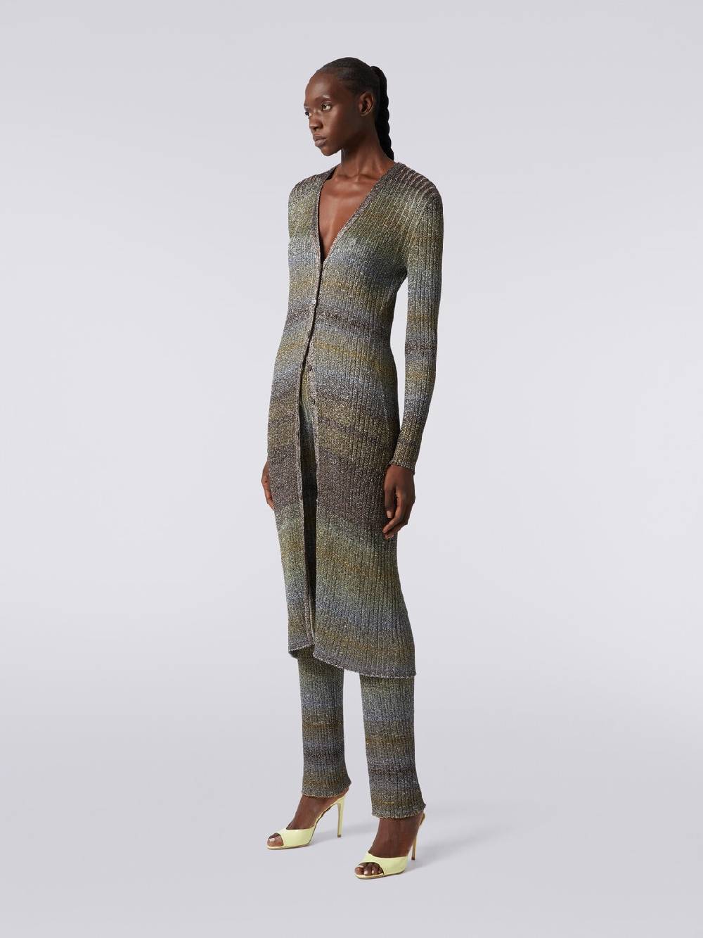 Missoni Cardigan lungo in viscosa a costine con lurex Promozione Limitata