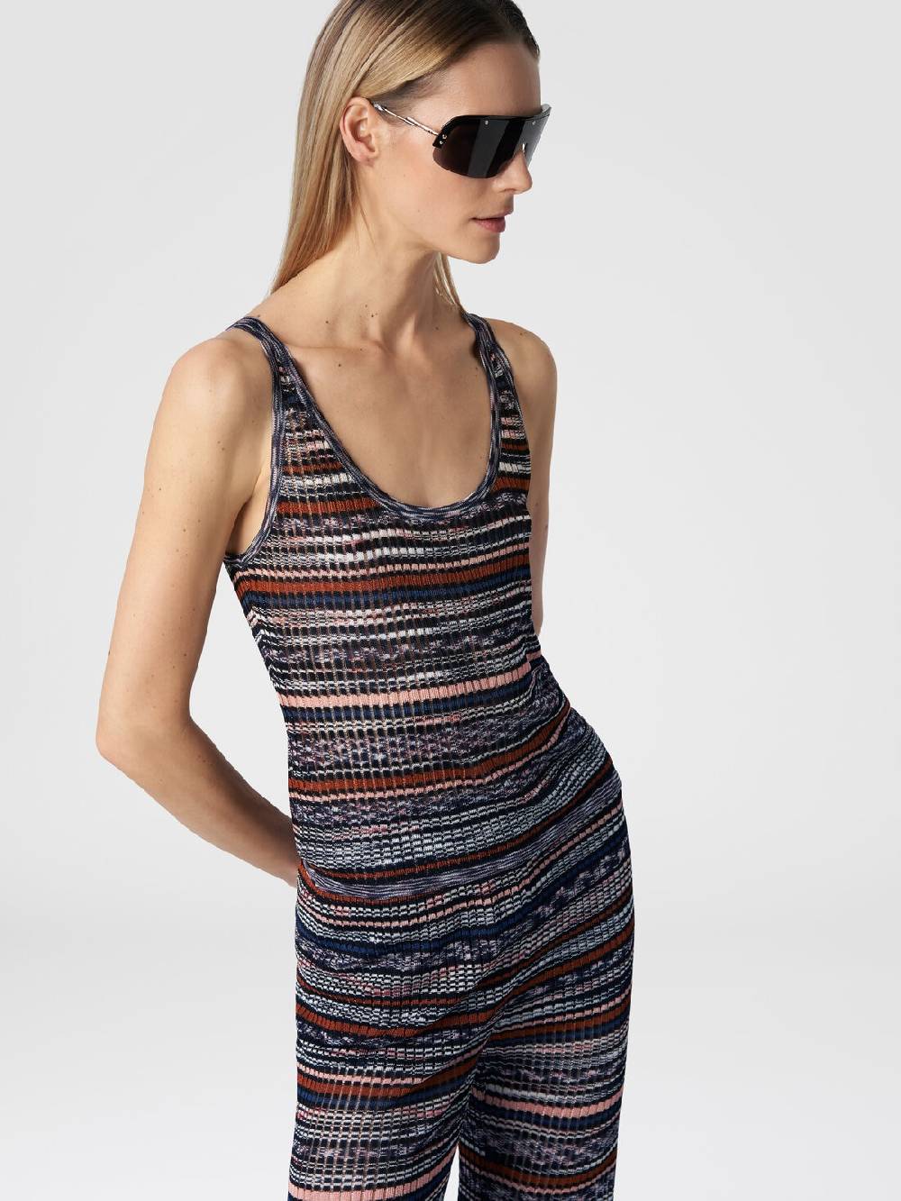 Missoni Canottiera in viscosa a costine fiammata Fino Al -60%