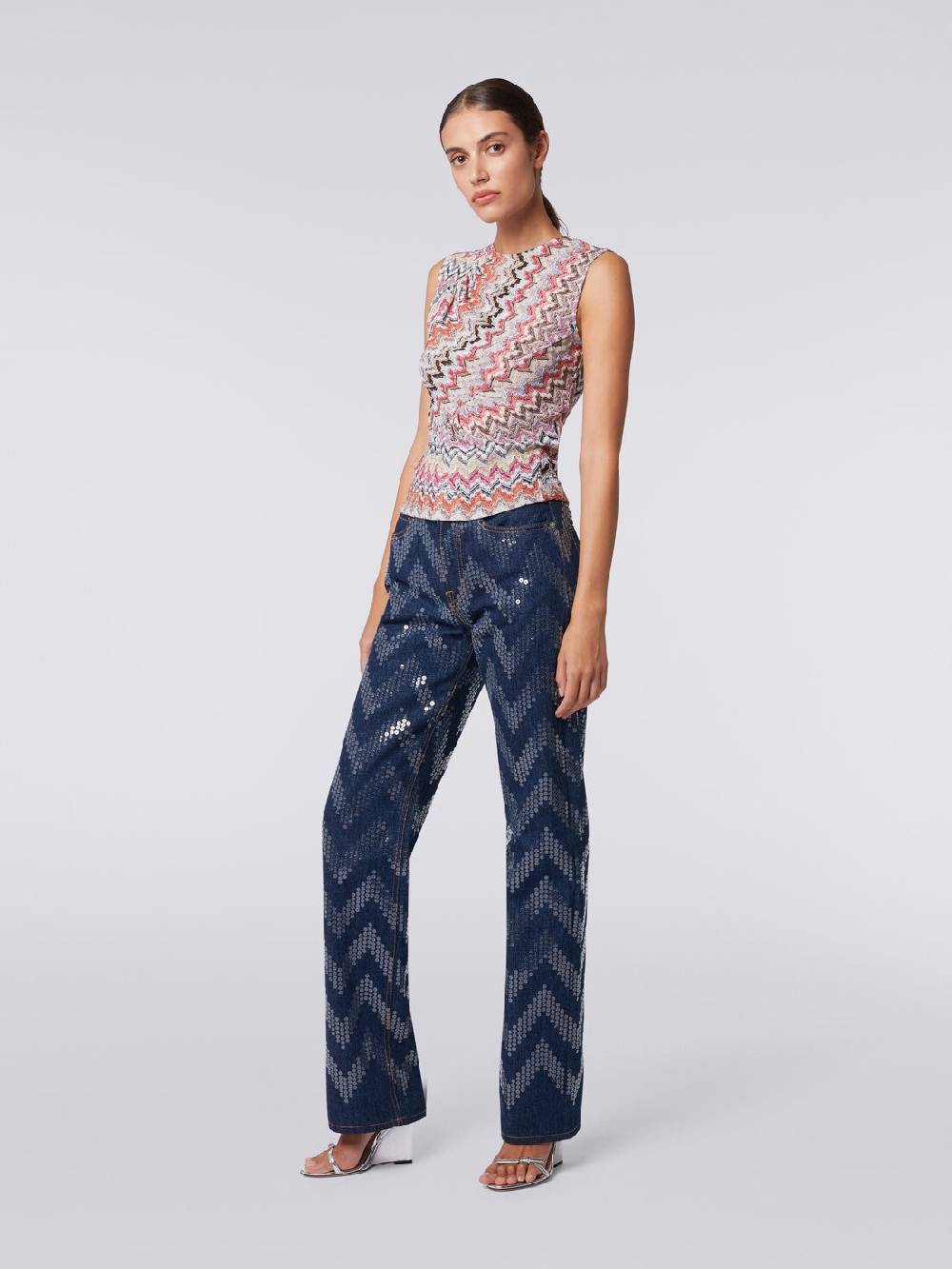 Missoni Canottiera girocollo zig zag con arricciature Shopping Online