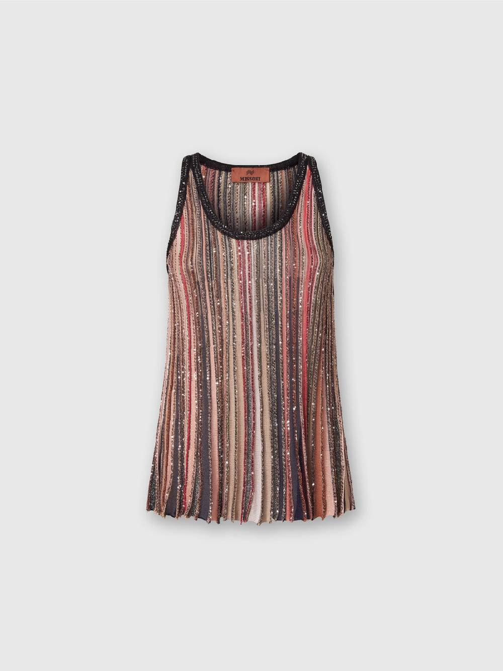 Missoni Canottiera in maglia a righe verticali con paillettes Sottocosto