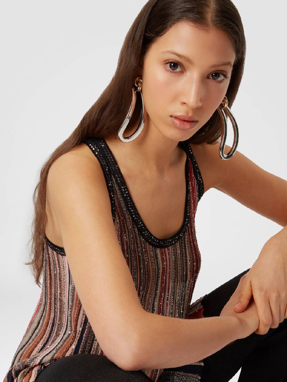 Missoni Canottiera in maglia a righe verticali con paillettes Sottocosto