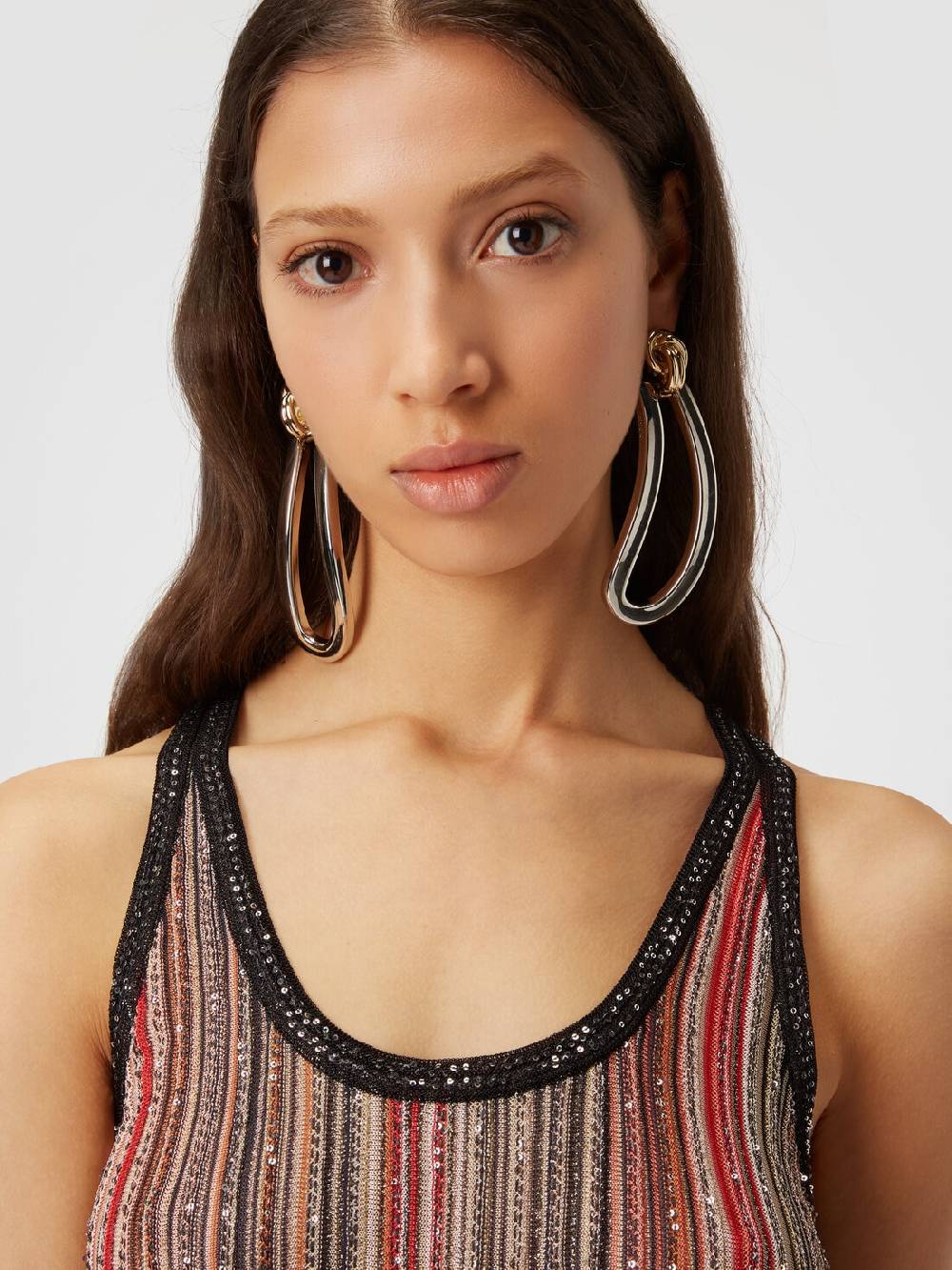 Missoni Canottiera in maglia a righe verticali con paillettes Sottocosto