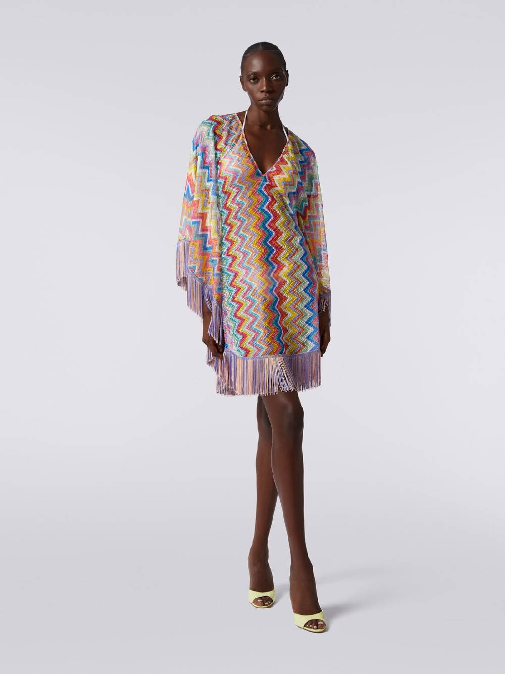 Missoni Caftano copricostume corto stampa zig zag con frange 50% di sconto con spedizione gratuita