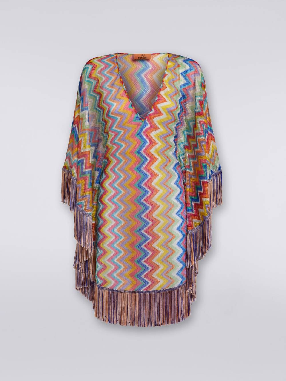 Missoni Caftano copricostume corto stampa zig zag con frange 50% di sconto con spedizione gratuita